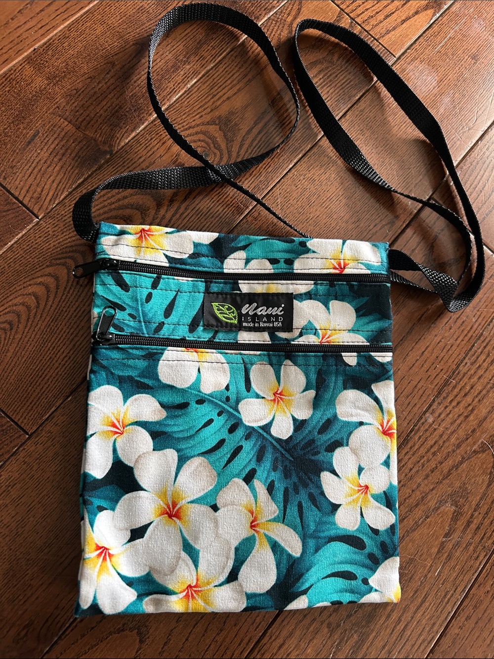 Maui Island Teal Floral Crossbody Bag